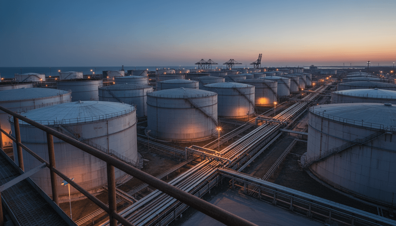 Fuel storage tanks at a terminal