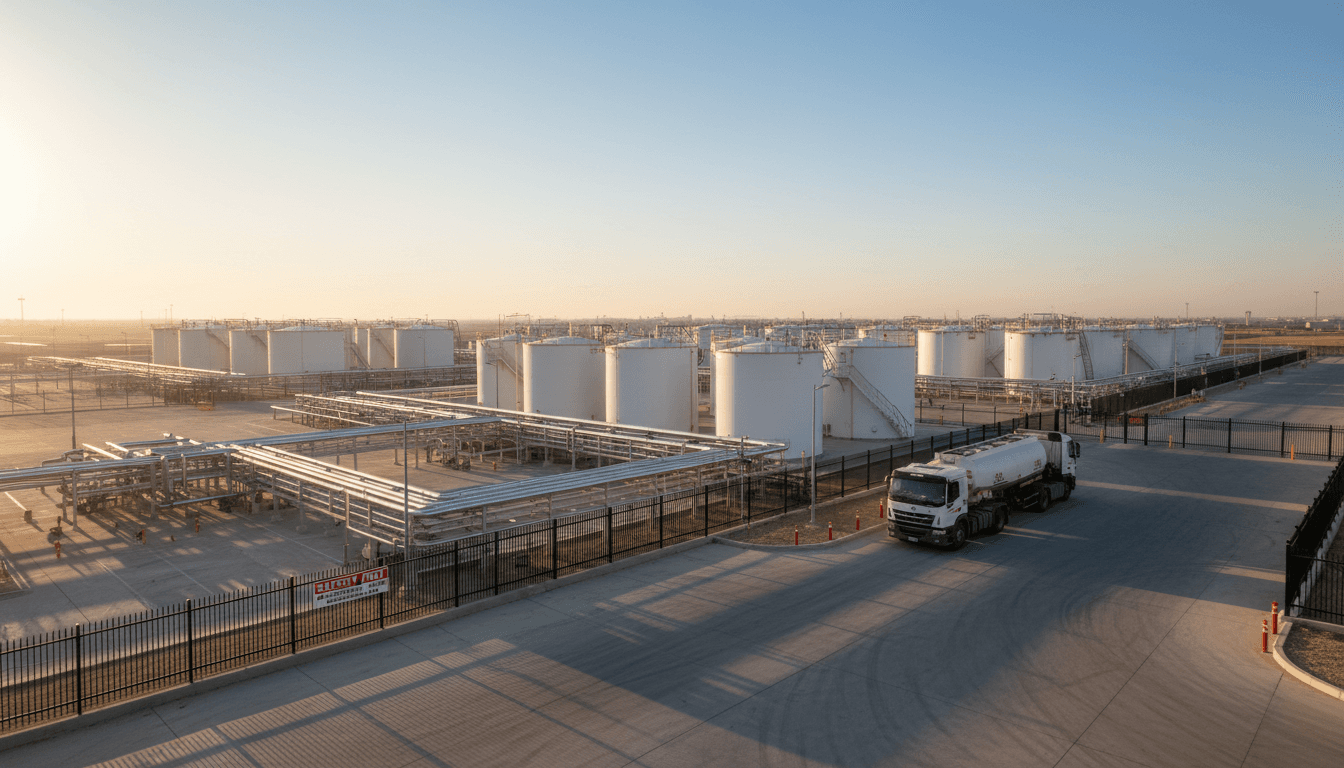 Fuel truck loading at a depot